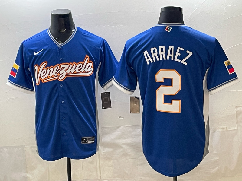 Men's Venezuela Baseball Luis Arraez #2 Royal 2026 World Baseball Classic Stadium Jersey baseball jersey product view 1