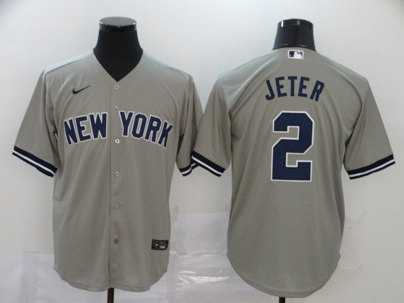 Men's New York Yankees Derek Jeter Gray Replica Baseball Jersey baseball jersey product view 1