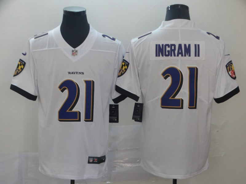 Men's Baltimore Ravens Mark Ingram II #21 White Game Jersey1 football jersey product view 1