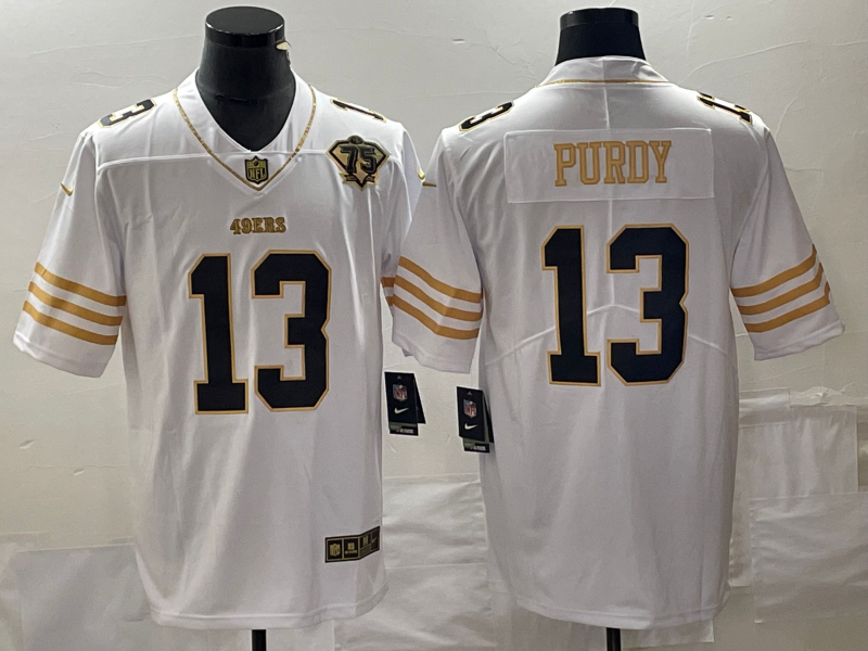 Men's San Francisco 49ers Brock Purdy White 75th Anniversary Game Jersey football jersey product view 1