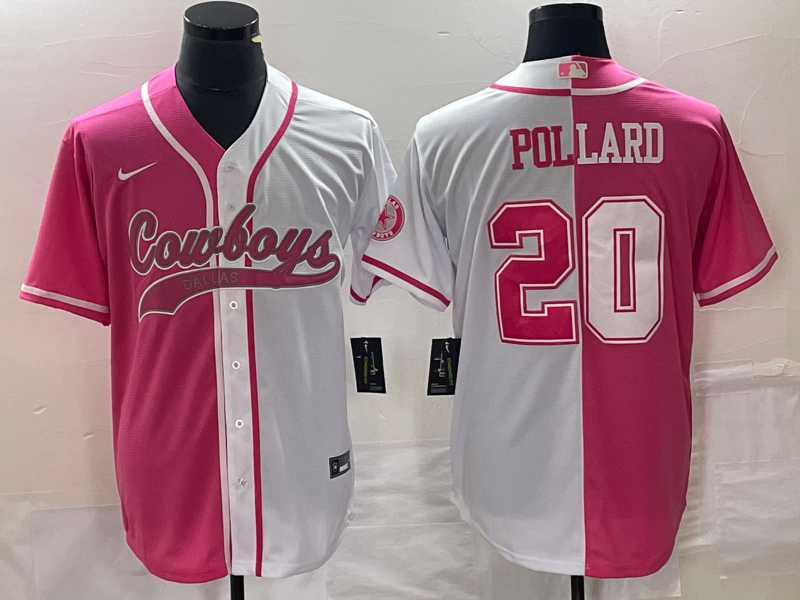 Men's Dallas Cowboys Tony Pollard Pink/White Game Jersey Joint Edition football jersey product view 1