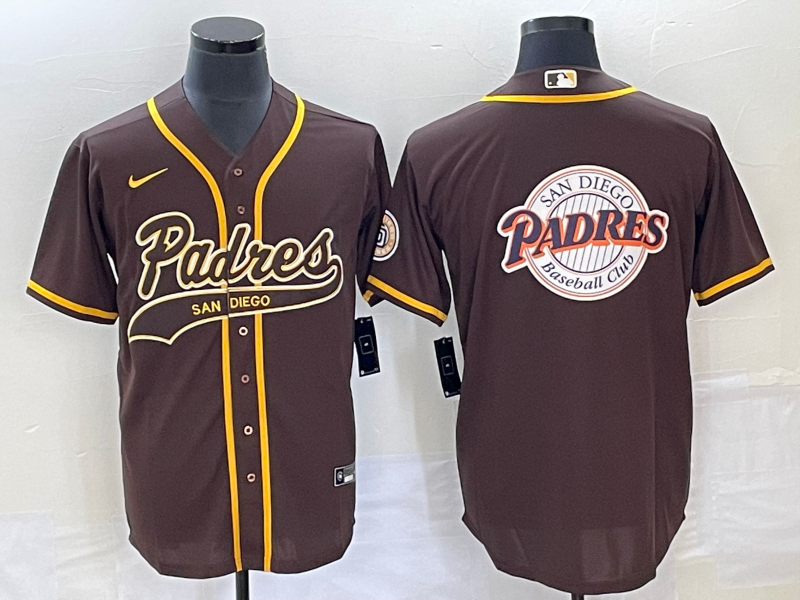 Men's San Diego Padres Brown Replica Player Jersey1 Joint Edition baseball jersey product view 1