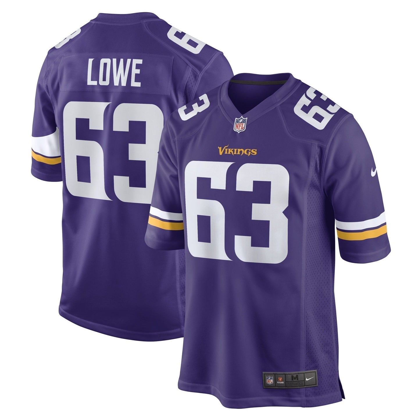 Vederian Lowe Minnesota Vikings Game Jersey - Purple football jersey product view 1