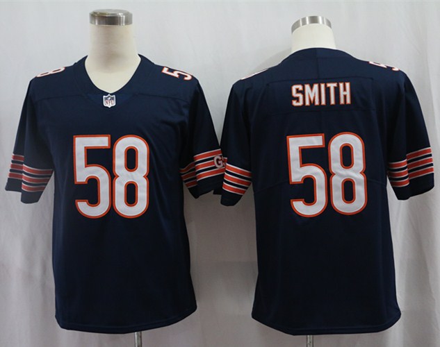 Men's Chicago Bears Roquan Smith #58 Navy Game Jersey1 football jersey product view 1