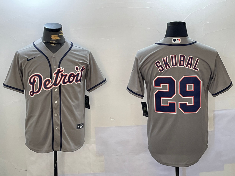 Men's Detroit Tigers Tarik Skubal #29 Gray Replica Player Jersey baseball jersey product view 1