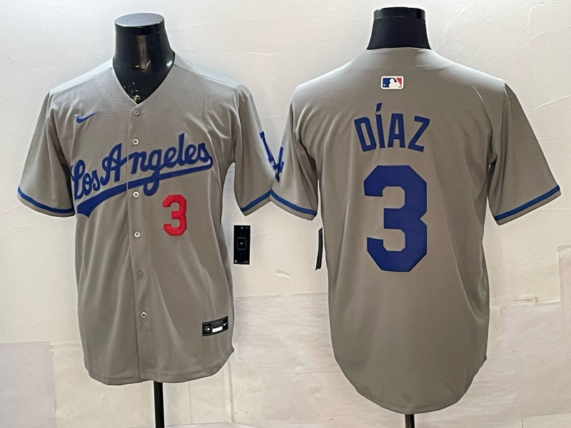 Men's Los Angeles Dodgers Edwin Diaz Gray Replica Player Jersey baseball jersey product view 1