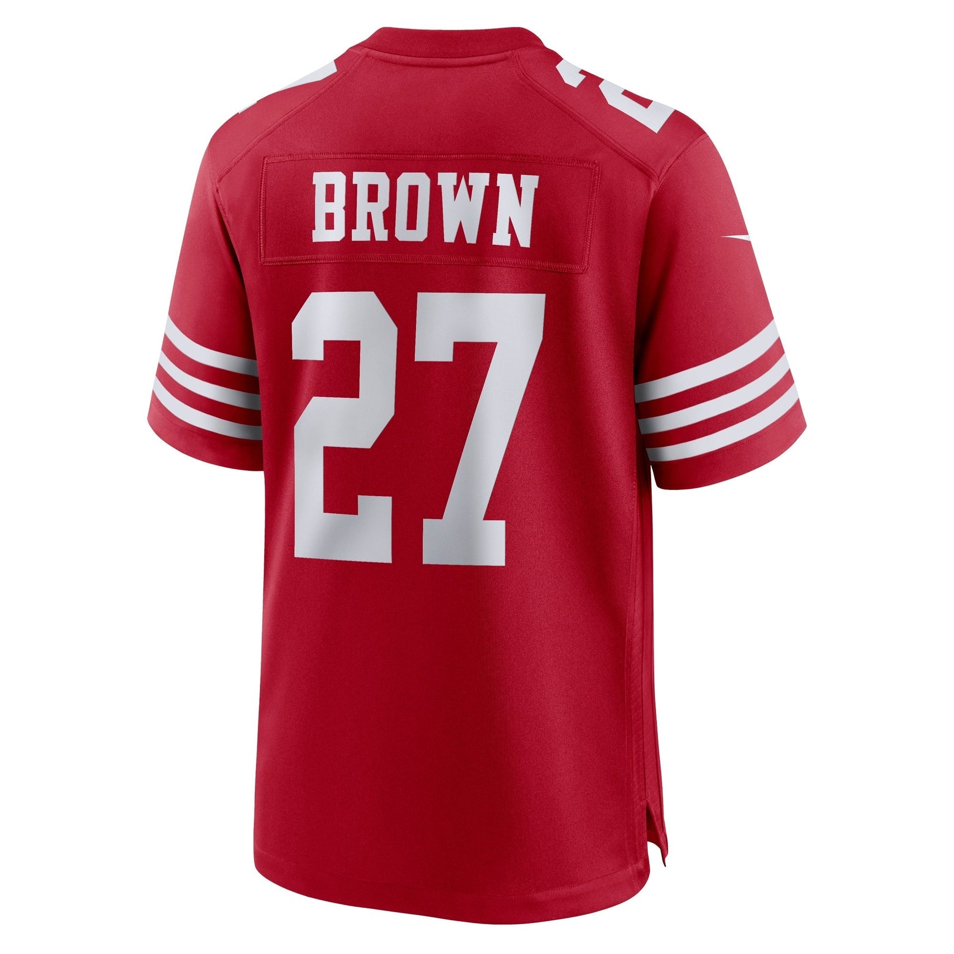 San Francisco 49ers Ji'Ayir Brown Scarlet Team Game Jersey football jersey product view 3