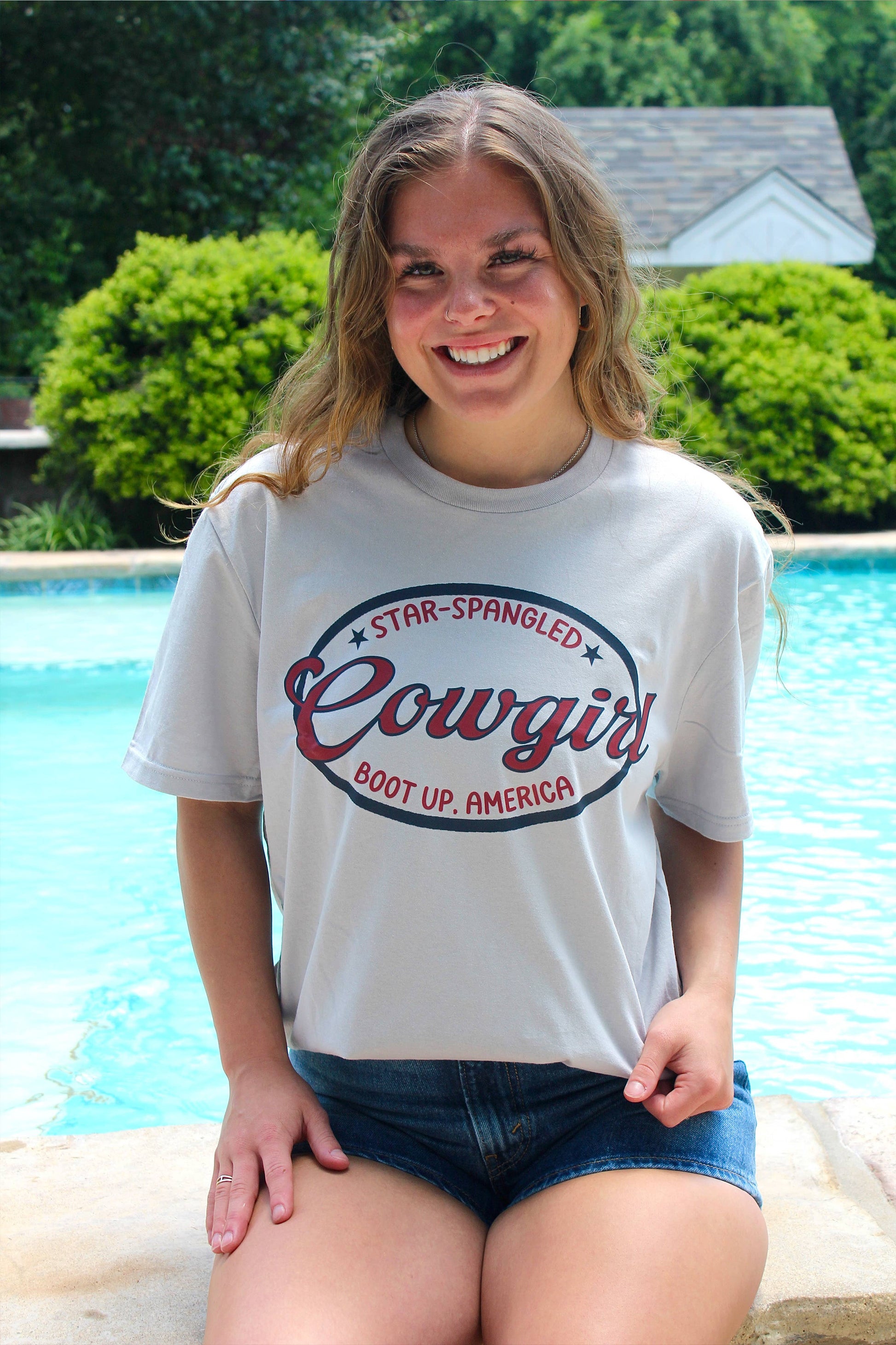 Star Spangled Cowgirl Unisex T-shirt, Sweatshirt, Hoodie, Long Sleeve Tee - T-Shirt, Sweatshirt, Hoodie