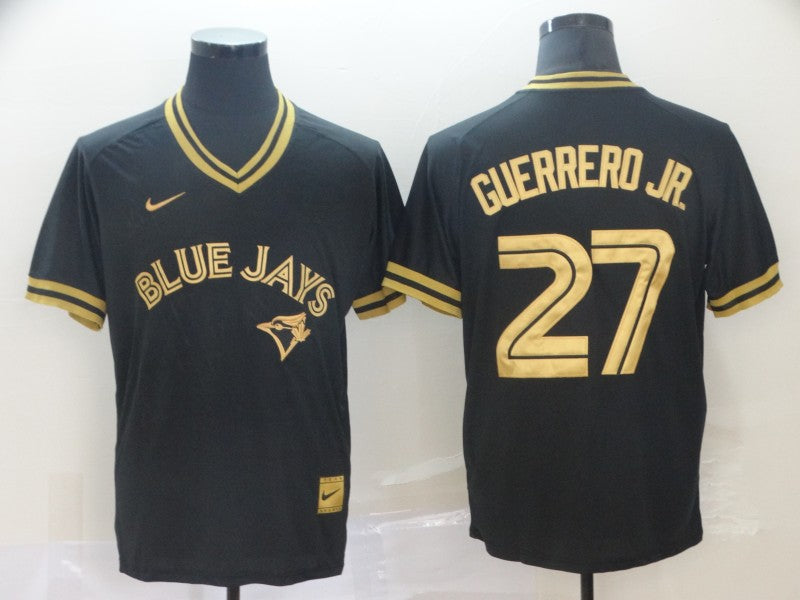 Men's Toronto Blue Jays Vladimir Guerrero Jr. #27 Black Replica Player Jersey1 baseball jersey product view 1