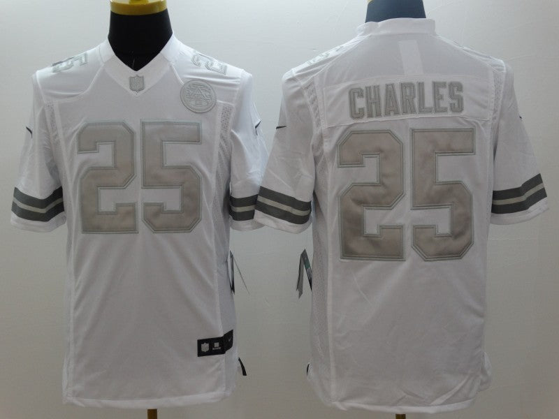 Men's Kansas City Chiefs Jamaal Charles #25 White Game Jersey1 football jersey product view 1