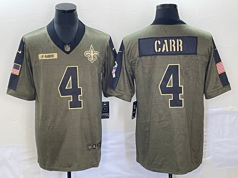Men's New Orleans Saints Derek Carr Brown Player Game Jersey football jersey product view 1