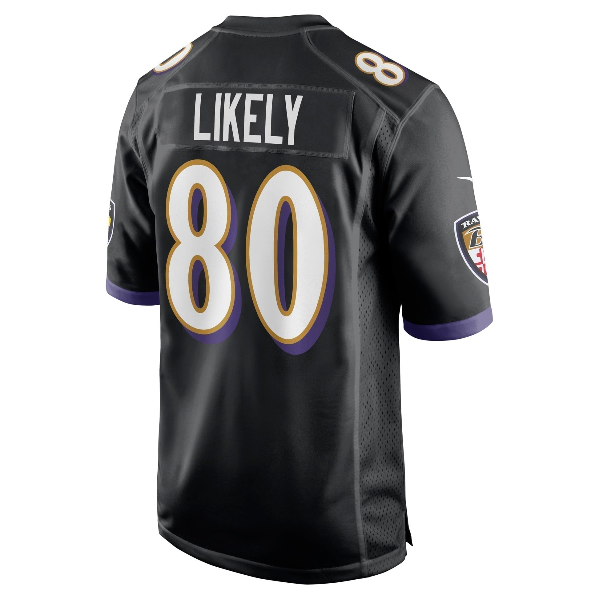 Isaiah Likely Baltimore Ravens Alternate Game Jersey - Black football jersey product view 3