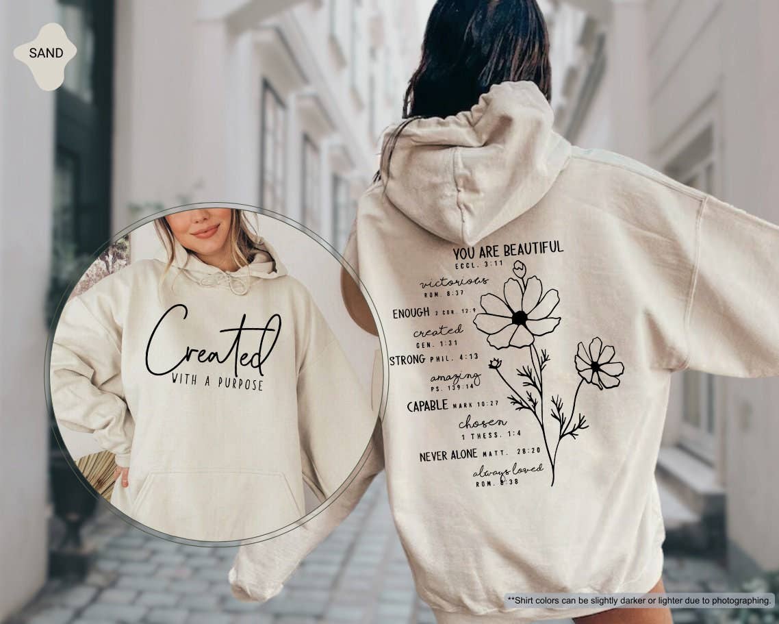 Christian Purpose & Beauty Sweatshirt, Bible Verse Tee Gift Unisex T-shirt, Sweatshirt, Hoodie, Long Sleeve Tee - T-Shirt, Sweatshirt, Hoodie
