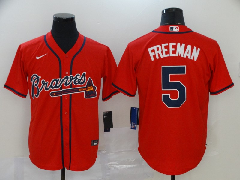 Men's Atlanta Braves Freedie Freeman #5 Red Replica Jersey baseball jersey product view 1