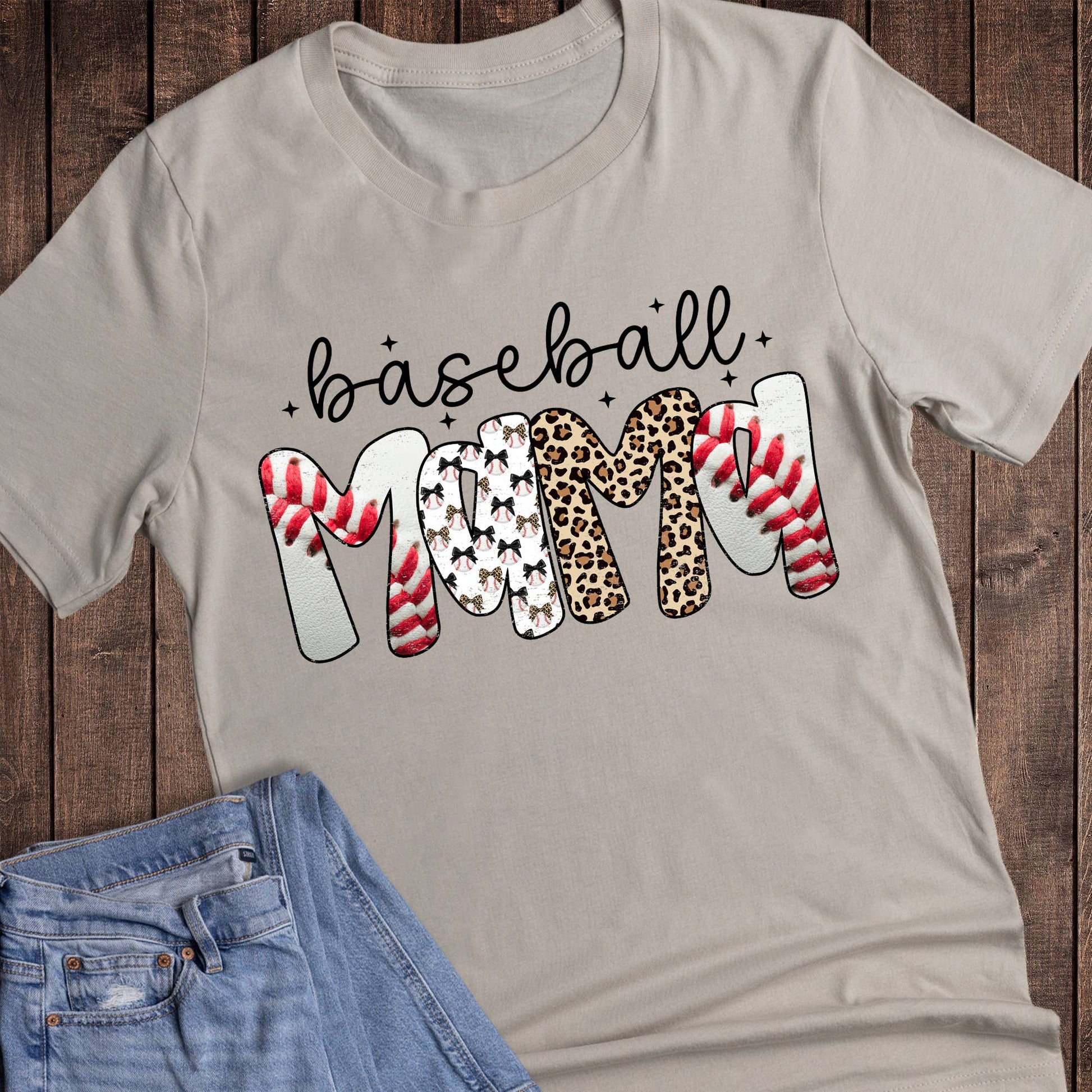 Baseball Mama Leopard and Bows Graphic Tee Unisex T-shirt, Sweatshirt, Hoodie, Long Sleeve Tee - T-Shirt, Sweatshirt, Hoodie