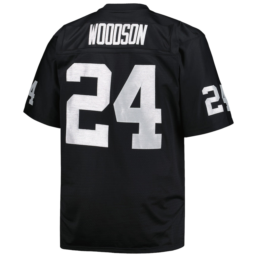LV.Raiders #24 Charles Woodson Black Big & Tall 1988 Retired Player Replica Jersey football jersey product view 1