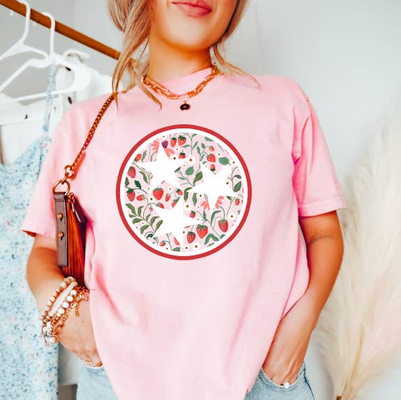 Strawberry Tri-Star Premium T-Shirt, Blossom Unisex T-shirt, Sweatshirt, Hoodie, Long Sleeve Tee - T-Shirt, Sweatshirt, Hoodie