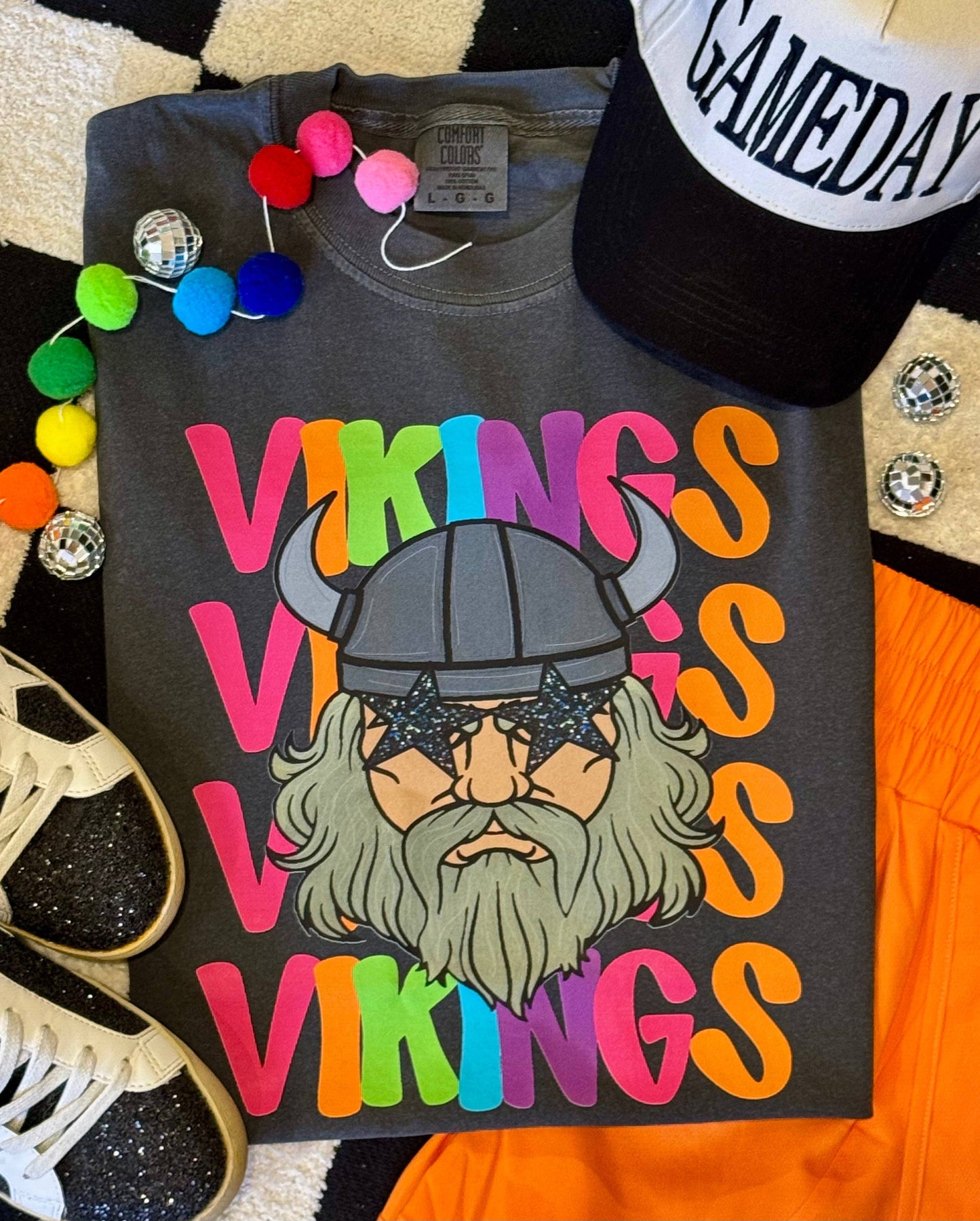 Vikings Neon Mascot Tee Unisex T-shirt, Sweatshirt, Hoodie, Long Sleeve Tee - T-Shirt, Sweatshirt, Hoodie