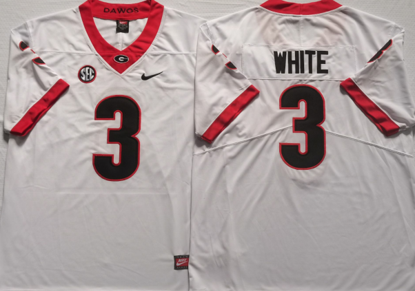 Men's Georgia Bulldogs Zamir White Red Player Game Jersey sports jersey product view 1