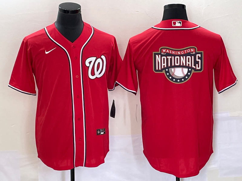 Men's Washington Nationals Red Alternate Replica Team Jersey baseball jersey product view 1