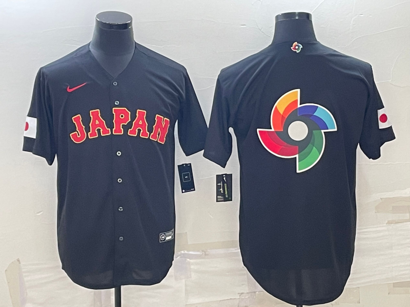 Men's 2023 World Baseball Classic Japan Black Jersey baseball jersey product view 1