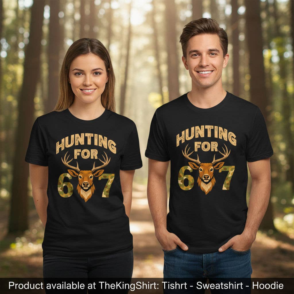 Hunting For 67 Camo Deer Head Graphic Tee Shirts Unisex T-shirt, Sweatshirt, Hoodie, Long Sleeve Tee - T-Shirt, Sweatshirt, Hoodie