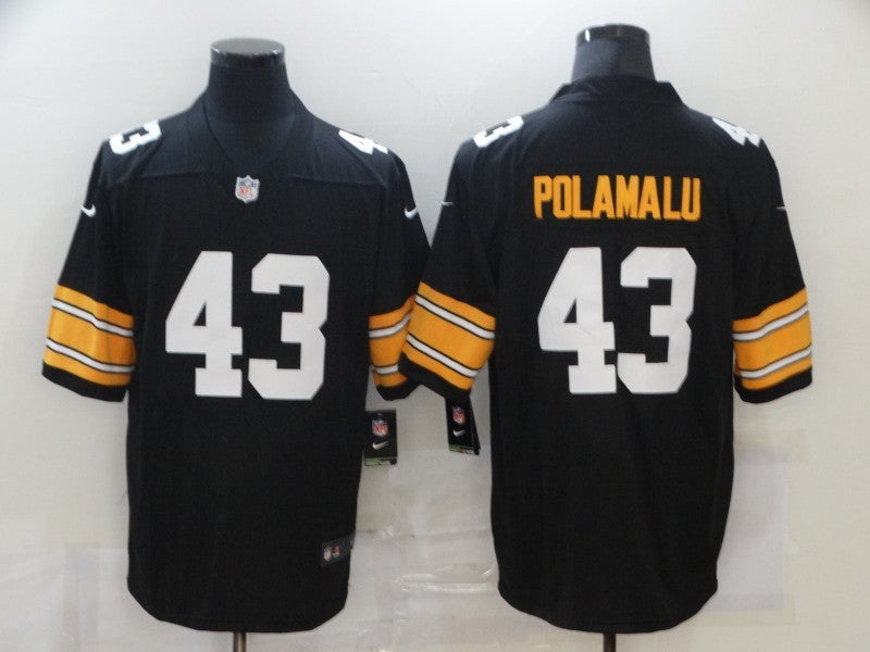 Men's Pittsburgh Steelers Troy Polamalu Black Player Game Jersey football jersey product view 1