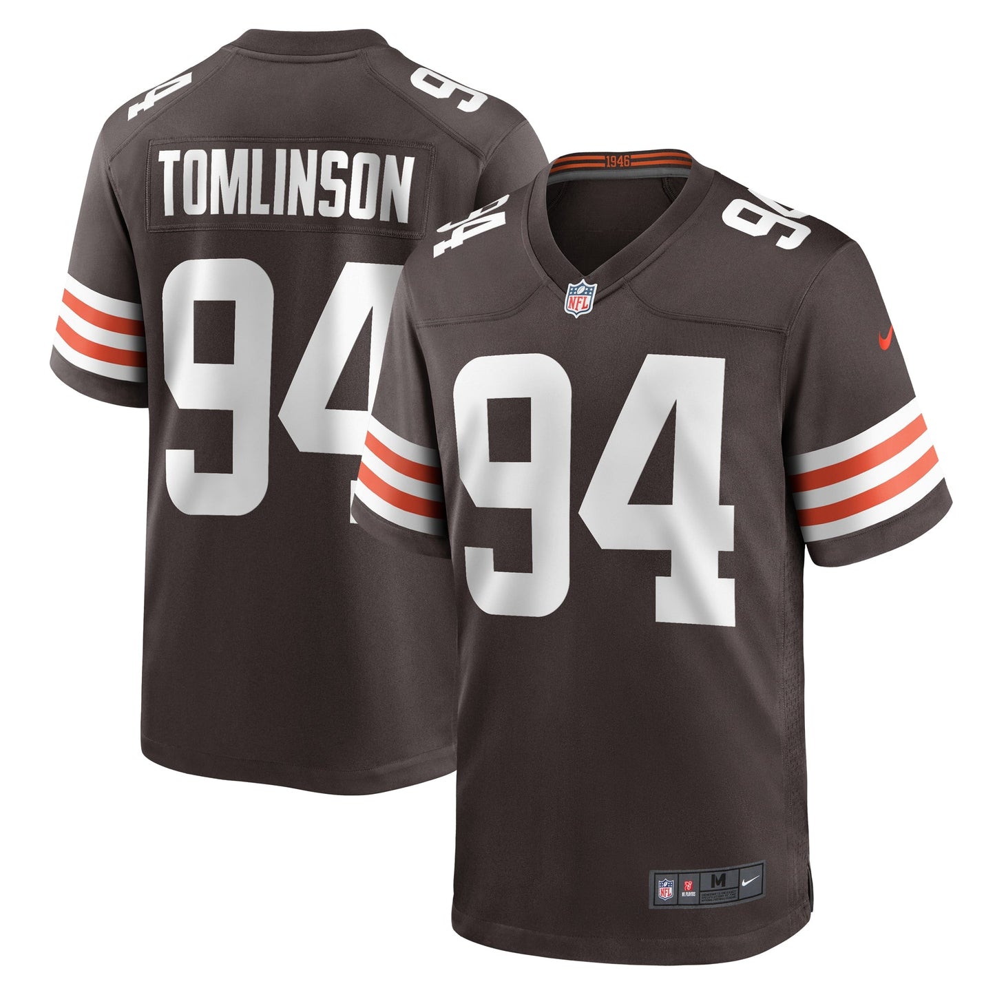 Dalvin Tomlinson Cleveland Browns Game Jersey - Brown football jersey product view 1