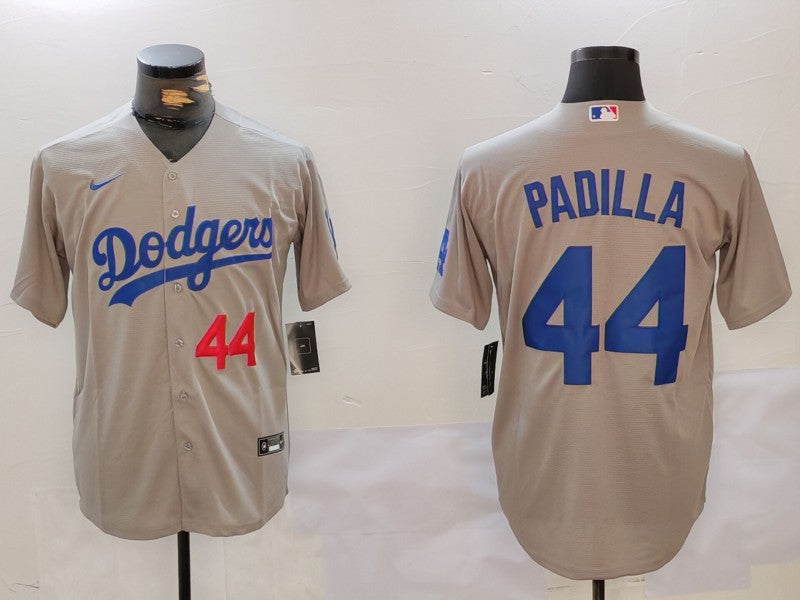 Men's Los Angeles Dodgers Vicente Padilla #44 Gray Replica Player Jersey baseball jersey product view 1