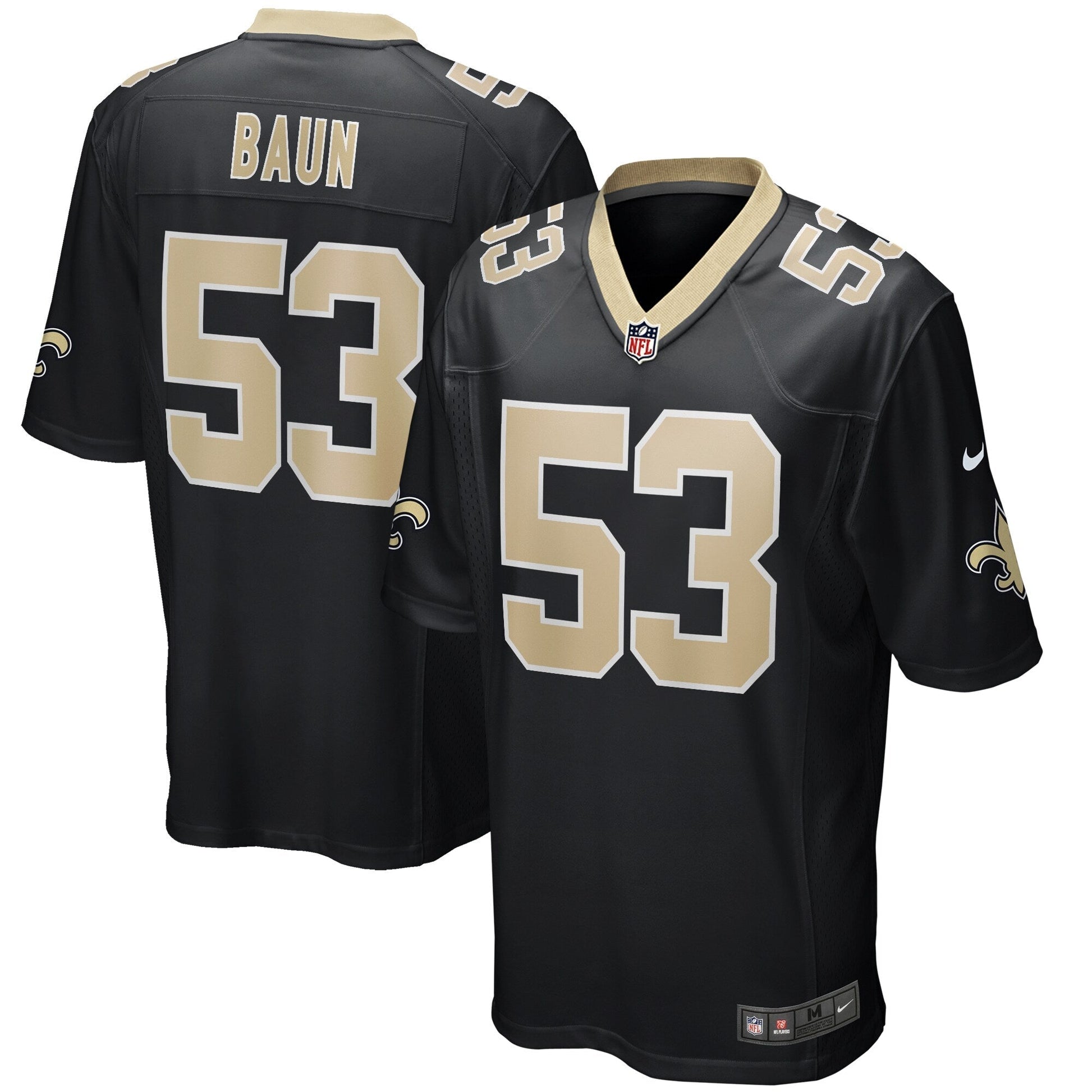 Zack Baun New Orleans Saints Game Jersey - Black football jersey product view 1