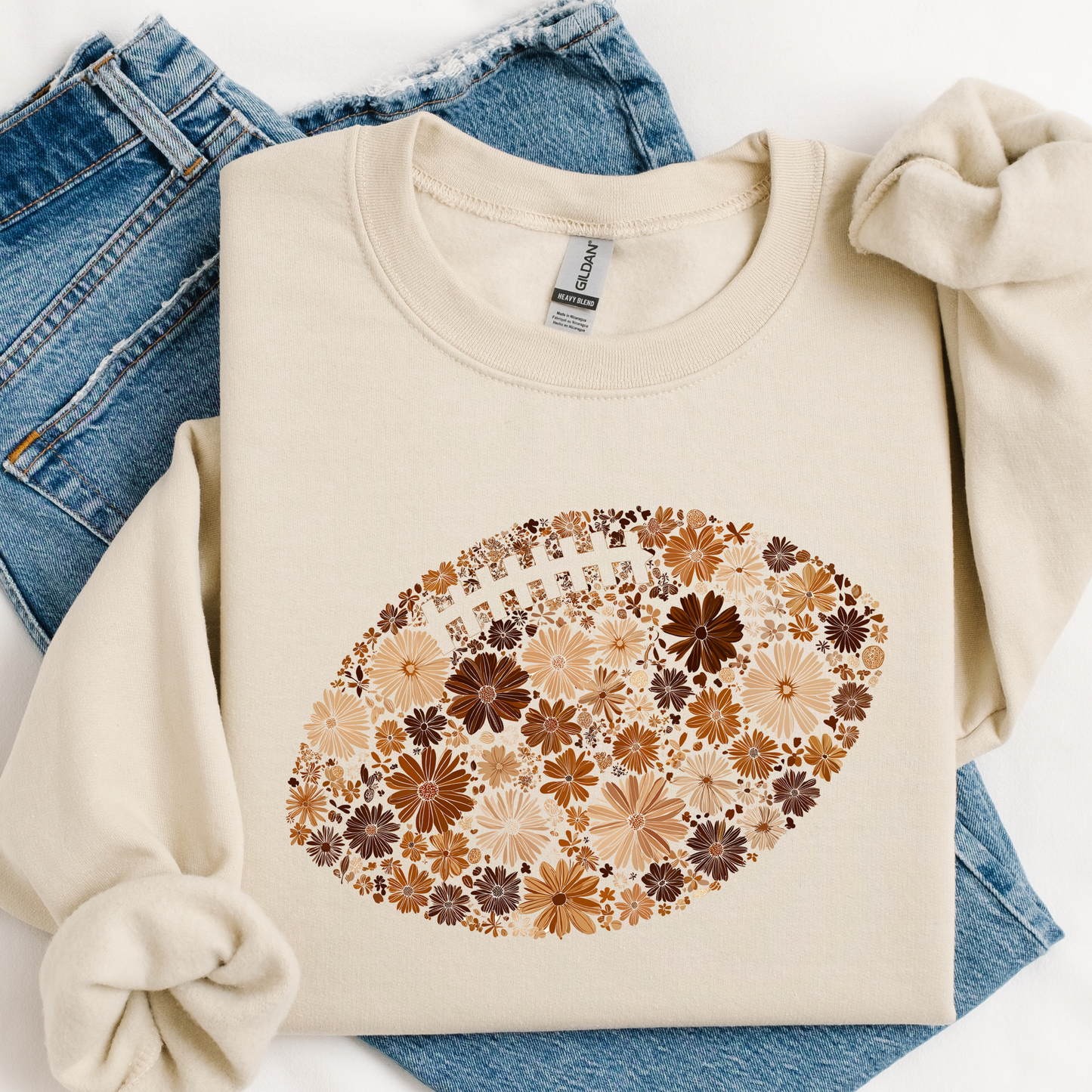 Boho Floral Football Graphic Tee/Crewneck Unisex T-shirt, Sweatshirt, Hoodie, Long Sleeve Tee - T-Shirt, Sweatshirt, Hoodie
