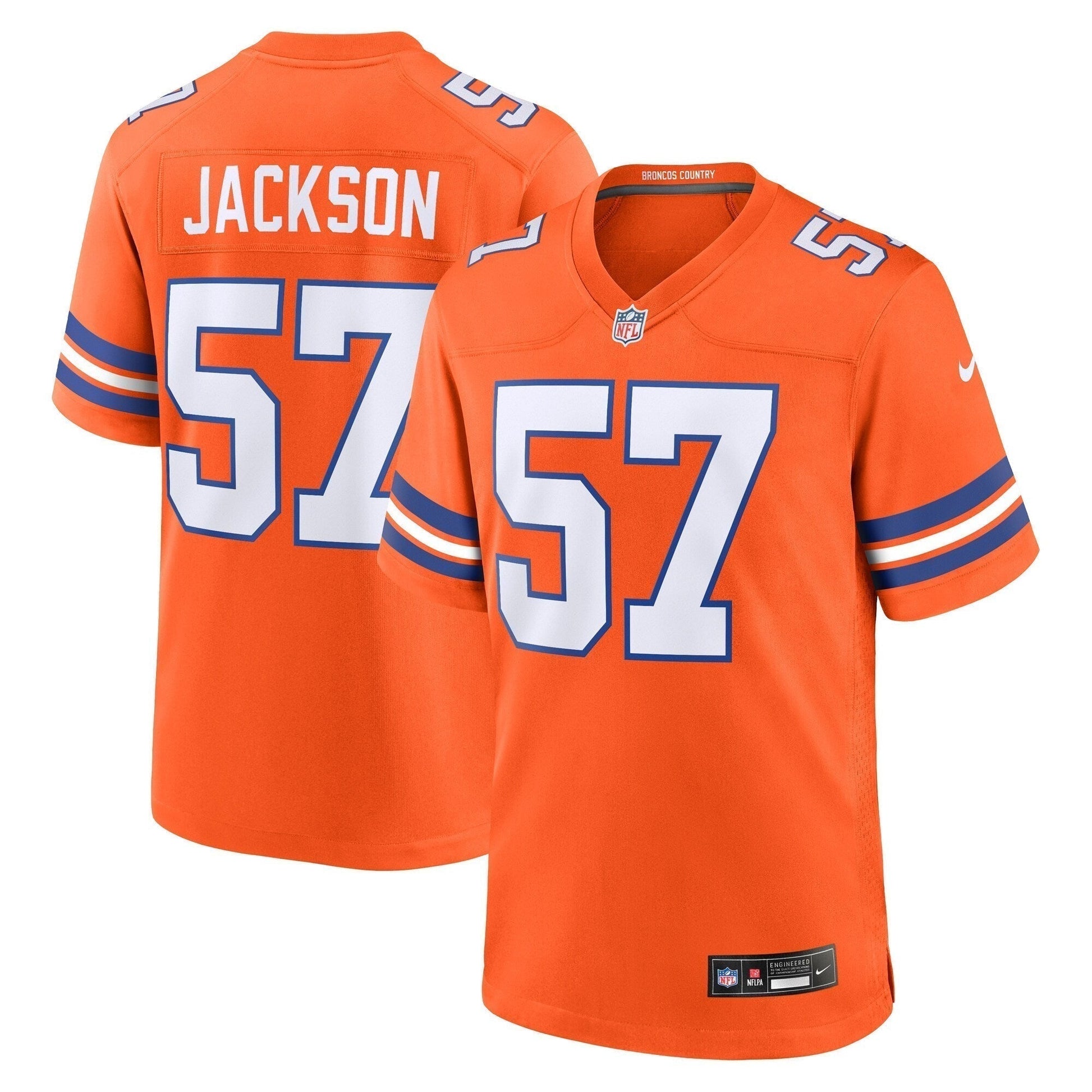 Tom Jackson Denver Broncos Mile High Collection 1977 Throwback Retired Game Jersey - Orange football jersey product view 1