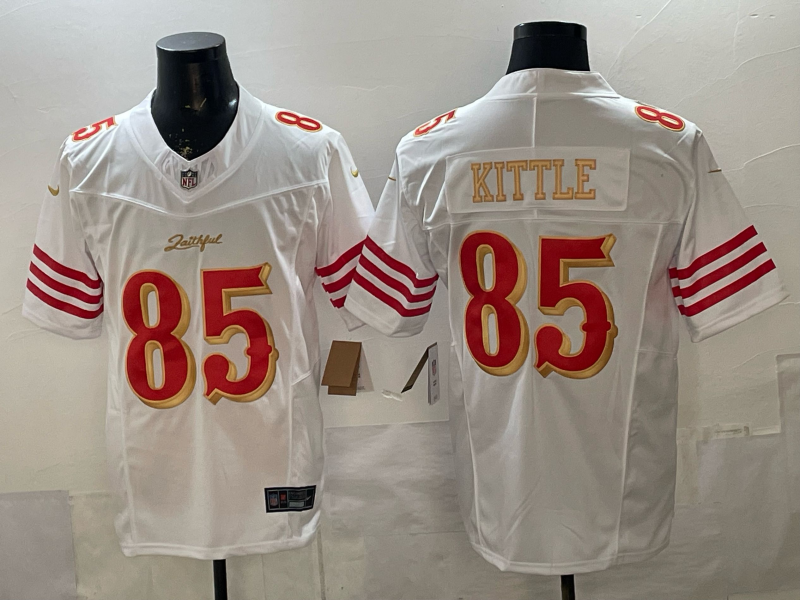 Men's San Francisco 49ers George Kittle #85 White 2025 Rivalries Collection Game Jersey football jersey product view 1