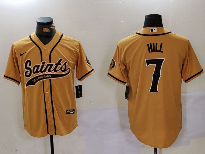 Men's New Orleans Saints Taysom Hill Yellow Game Jersey football jersey product view 1