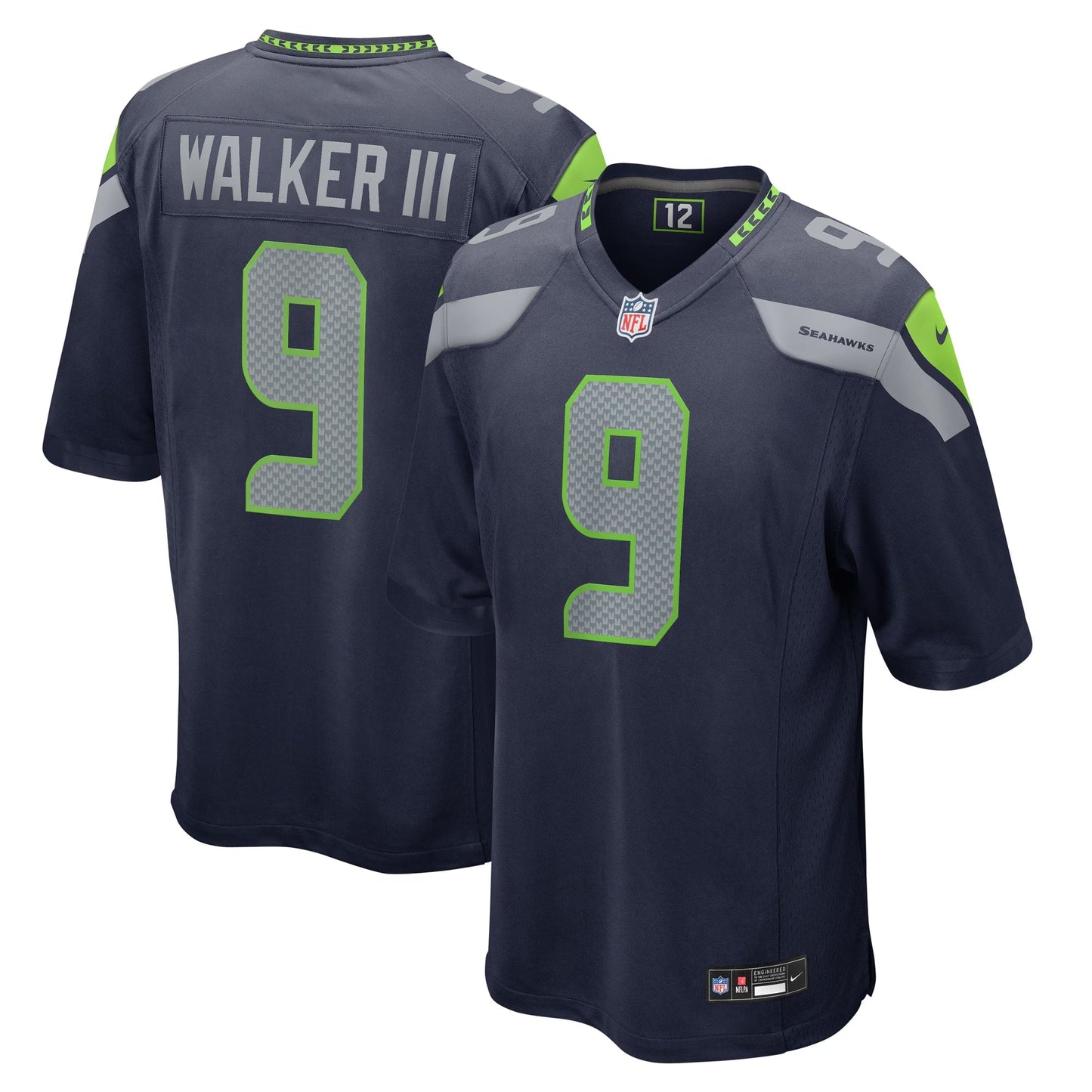 Seattle Seahawks Kenneth Walker III College Navy Team Game Jersey football jersey product view 1