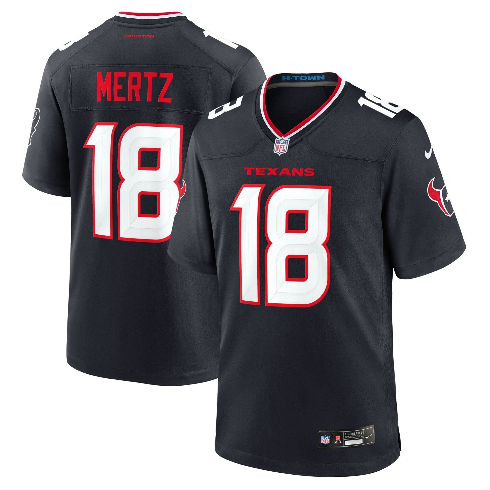 Houston Texans Graham Mertz Navy Team Game Jersey football jersey product view 1