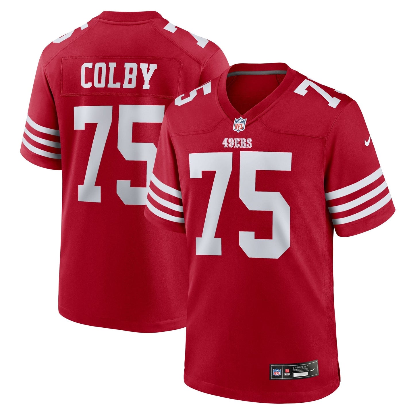 San Francisco 49ers Connor Colby Scarlet Team Game Jersey football jersey product view 1
