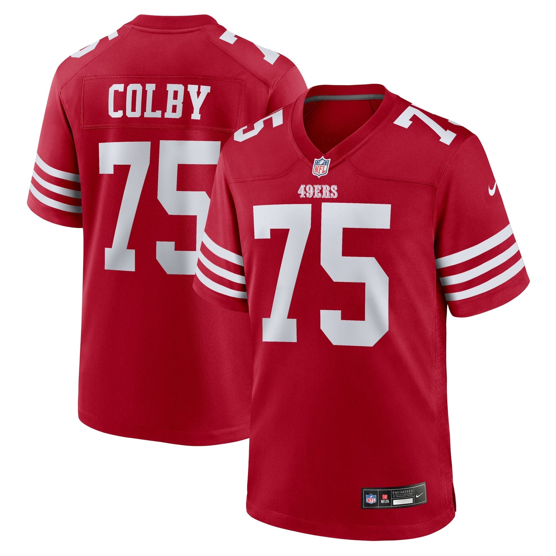 San Francisco 49ers Connor Colby Scarlet Team Game Jersey football jersey product view 1