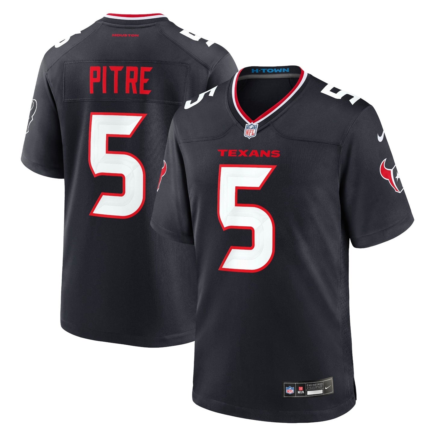 Houston Texans Jalen Pitre Navy Game Jersey football jersey product view 1
