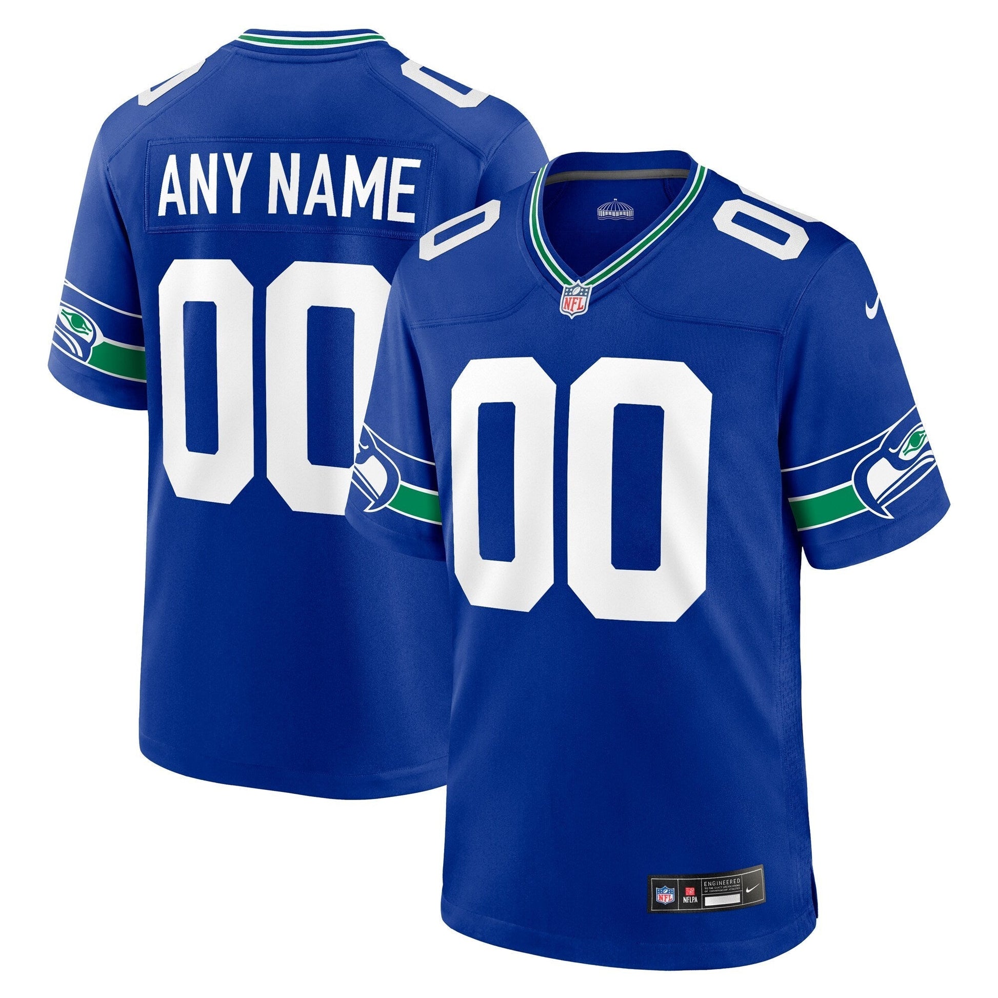 Seattle Seahawks Royal Throwback Custom Jersey football jersey product view 1