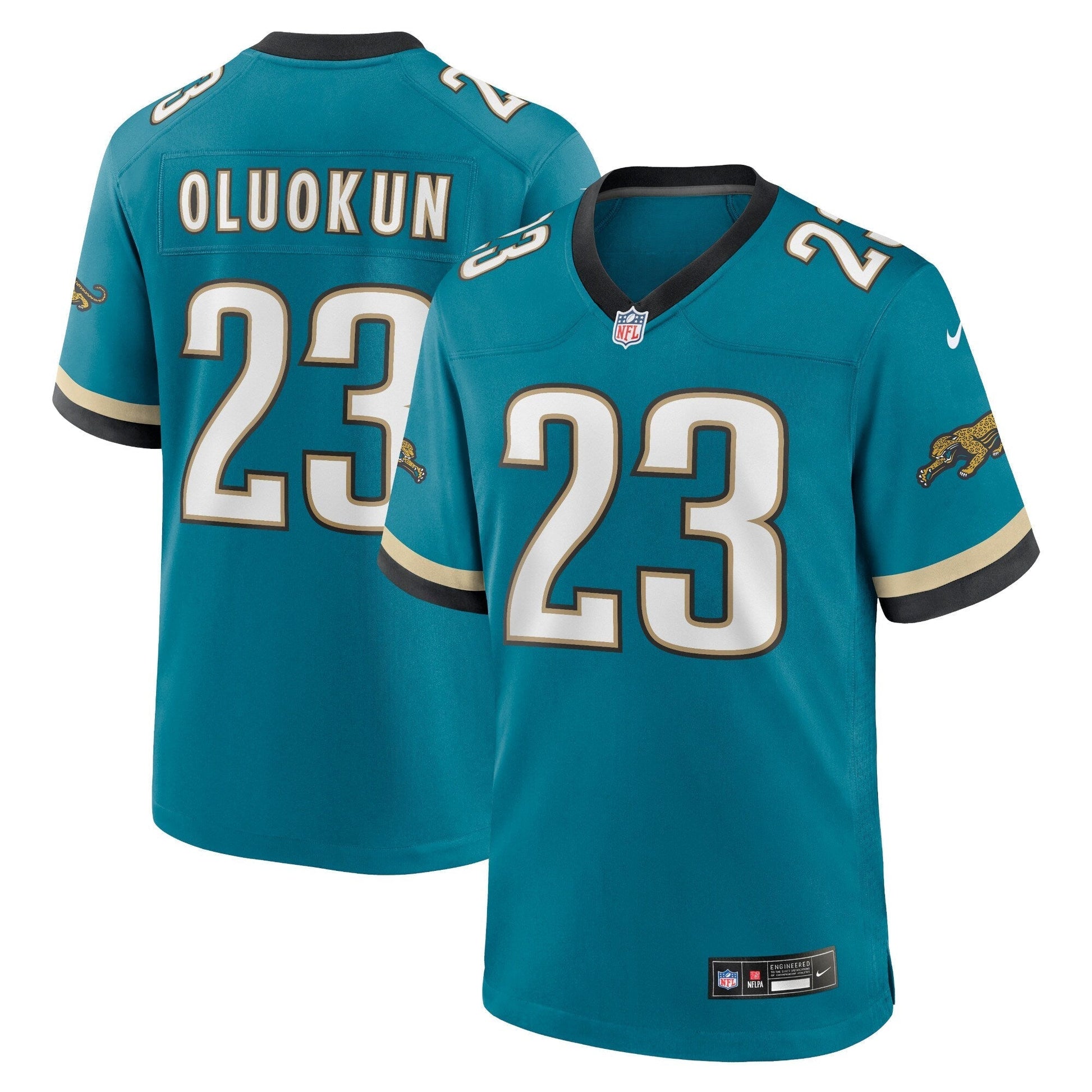 Jacksonville Jaguars Foye Oluokun Teal Prowler Throwback Player Game Jersey football jersey product view 1