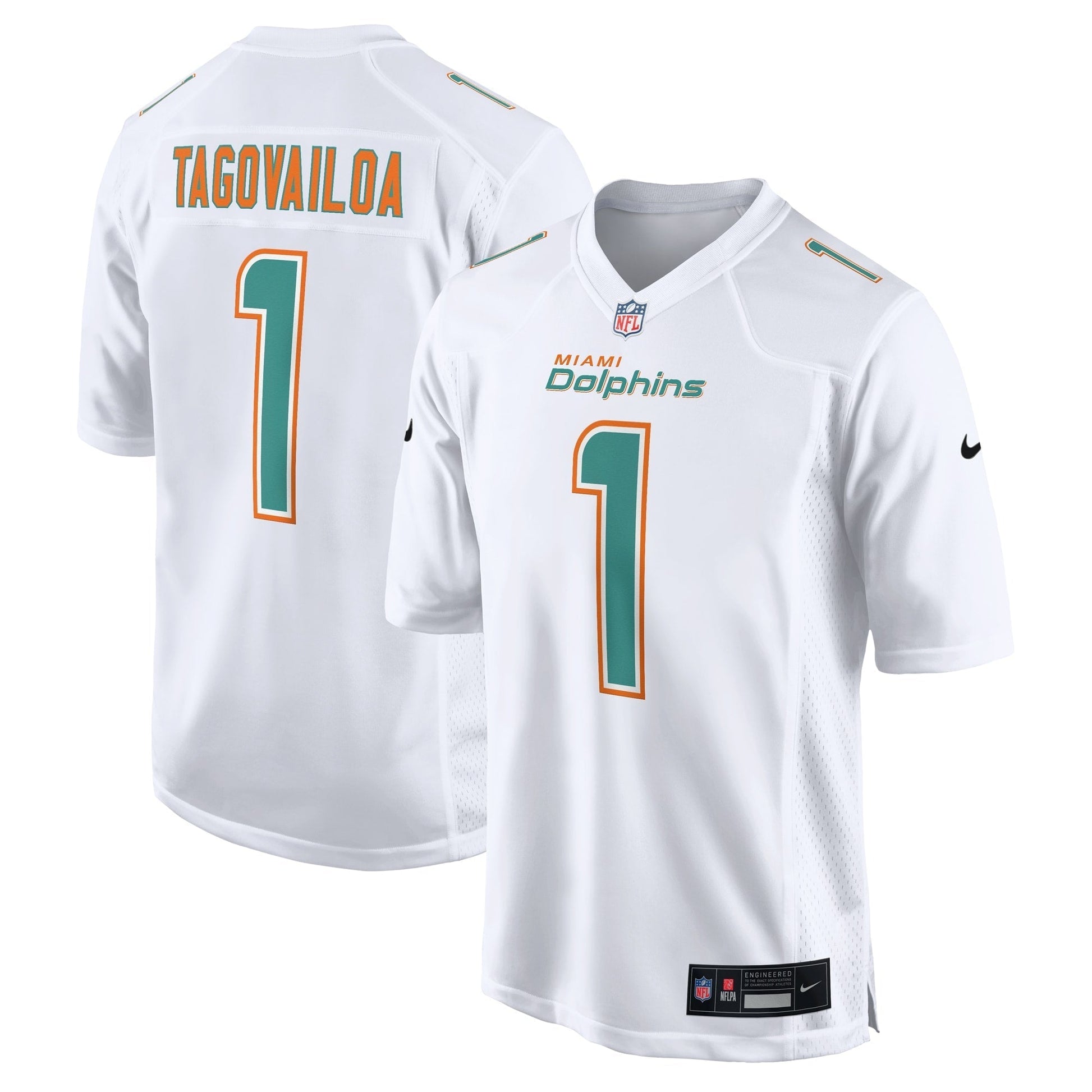 Miami Dolphins Tua Tagovailoa White Fashion Game Jersey football jersey product view 1
