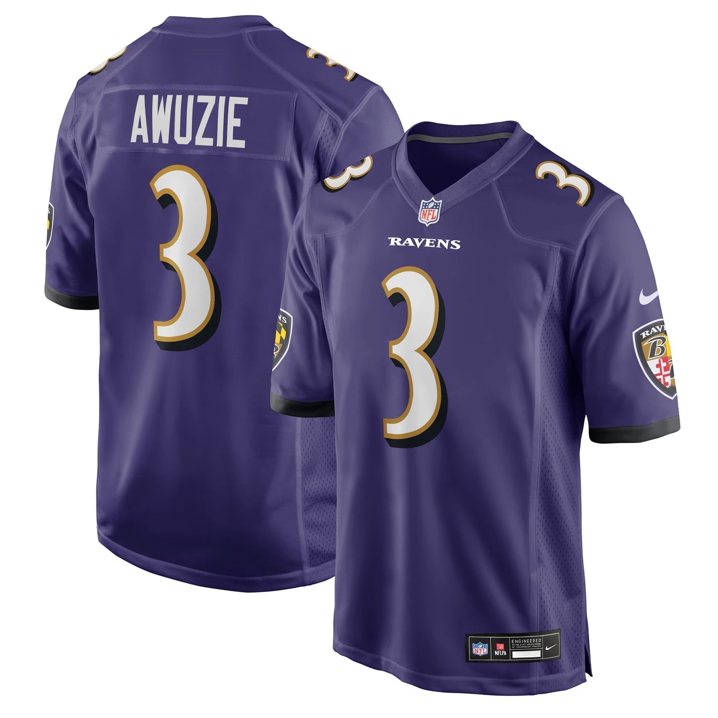 Baltimore Ravens Chidobe Awuzie Purple Team Game Jersey football jersey product view 1