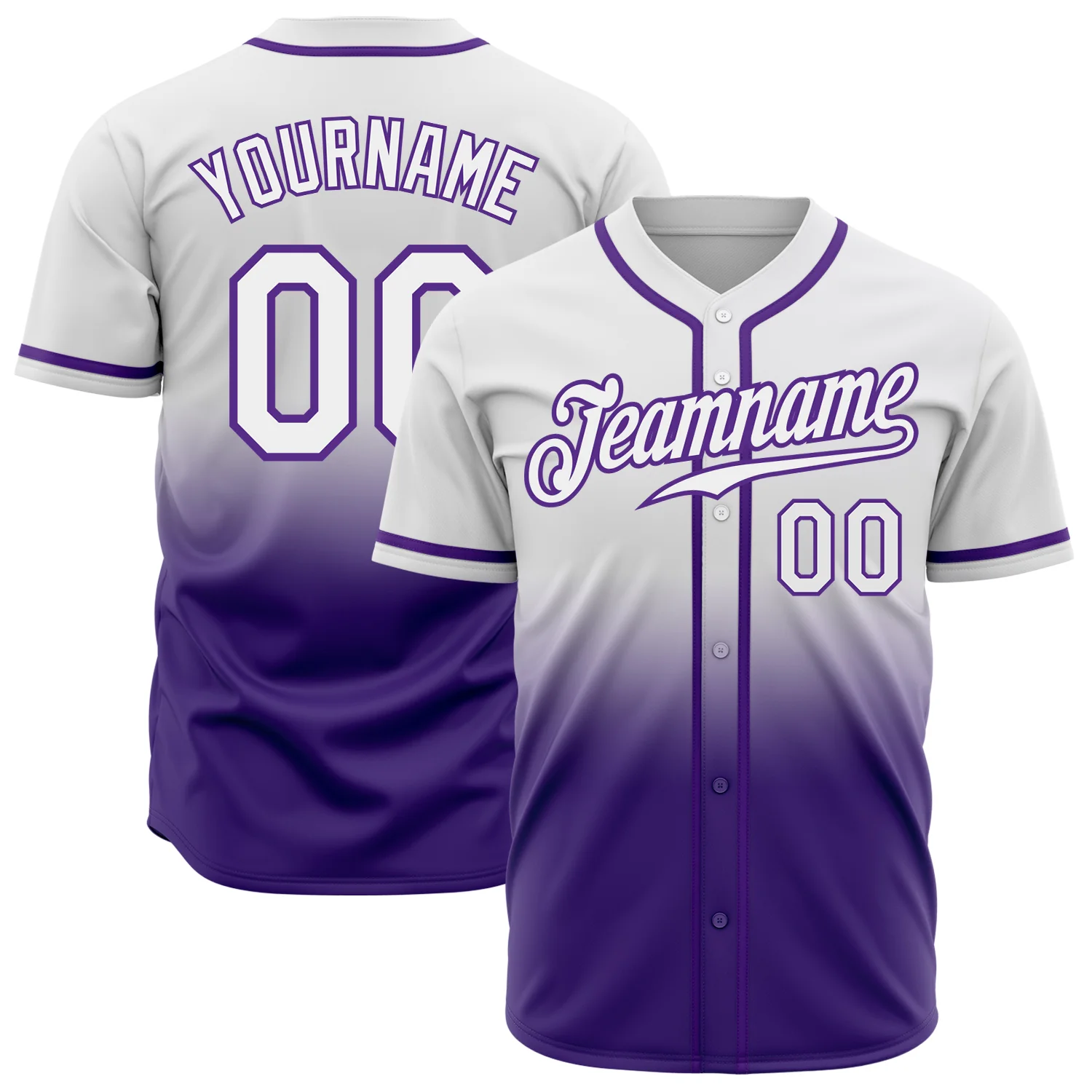Custom White White-Purple Authentic Fade Fashion Baseball Jersey Unisex T-shirt, Sweatshirt, Hoodie, Long Sleeve Tee - T-Shirt, Sweatshirt, Hoodie
