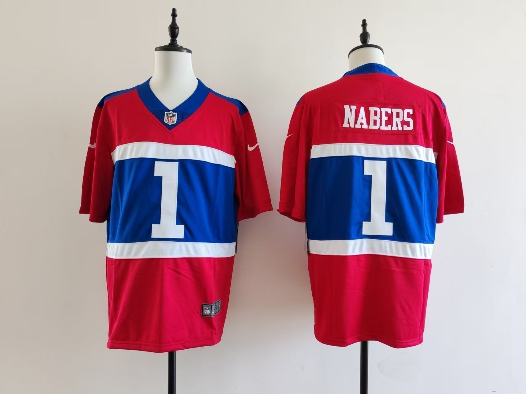 Men's New York Giants Malik Nabers Jersey-Red#1 football jersey product view 1