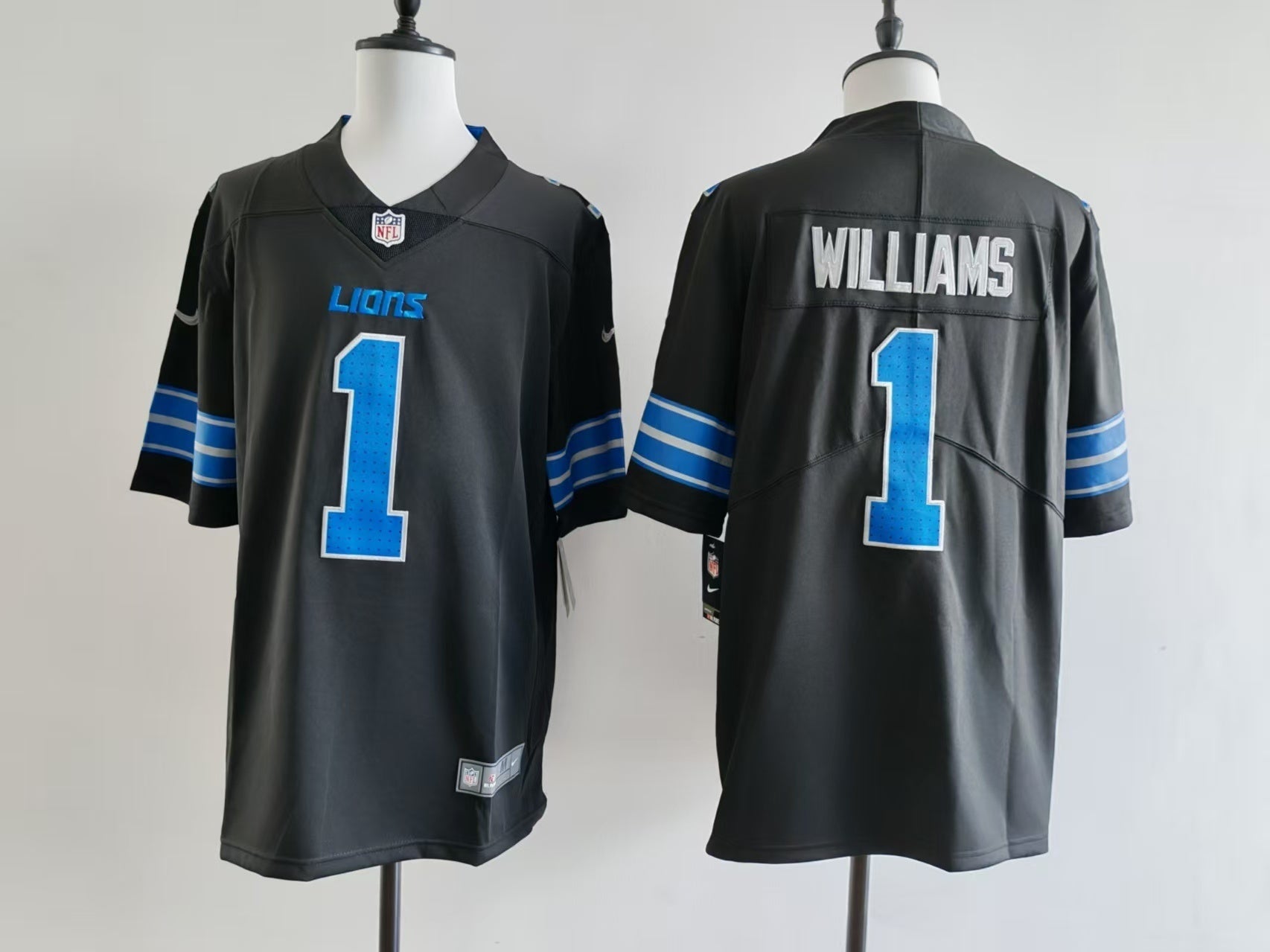 Men's Detroit Lions David Montgomery Jersey - Black#1 football jersey product view 1