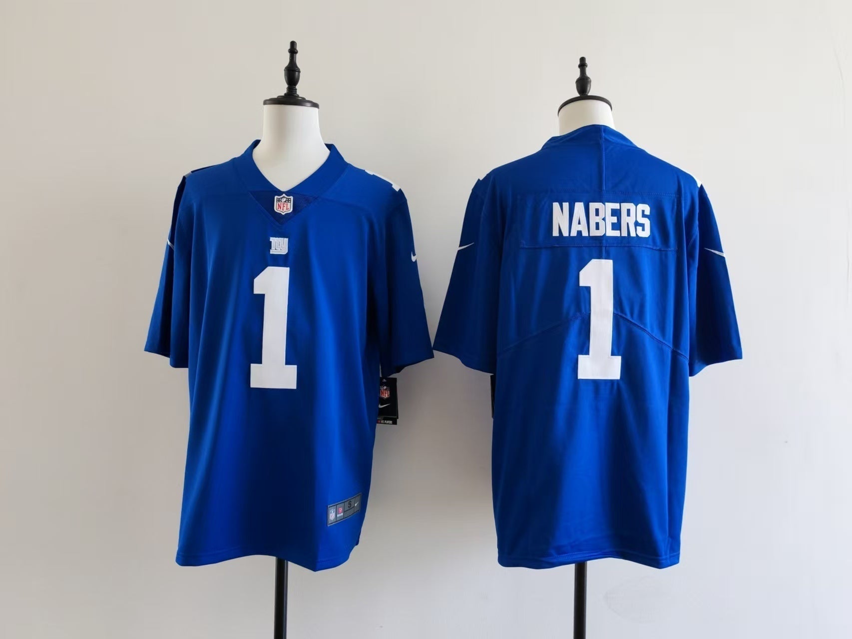 Men's New York Giants Malik Nabers Jersey-Blue#1 football jersey product view 1