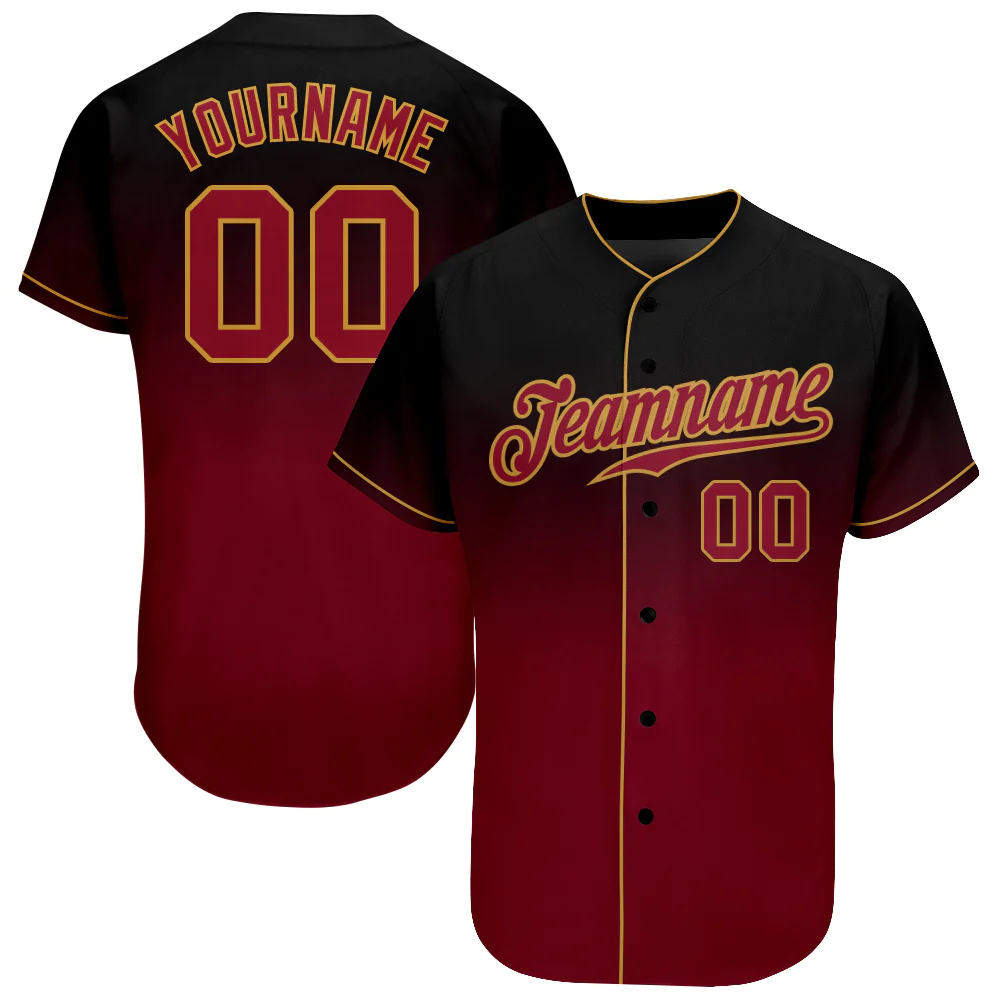 Custom Black Crimson-Old Gold Authentic Fade Fashion Baseball Jersey Unisex T-shirt, Sweatshirt, Hoodie, Long Sleeve Tee - T-Shirt, Sweatshirt, Hoodie