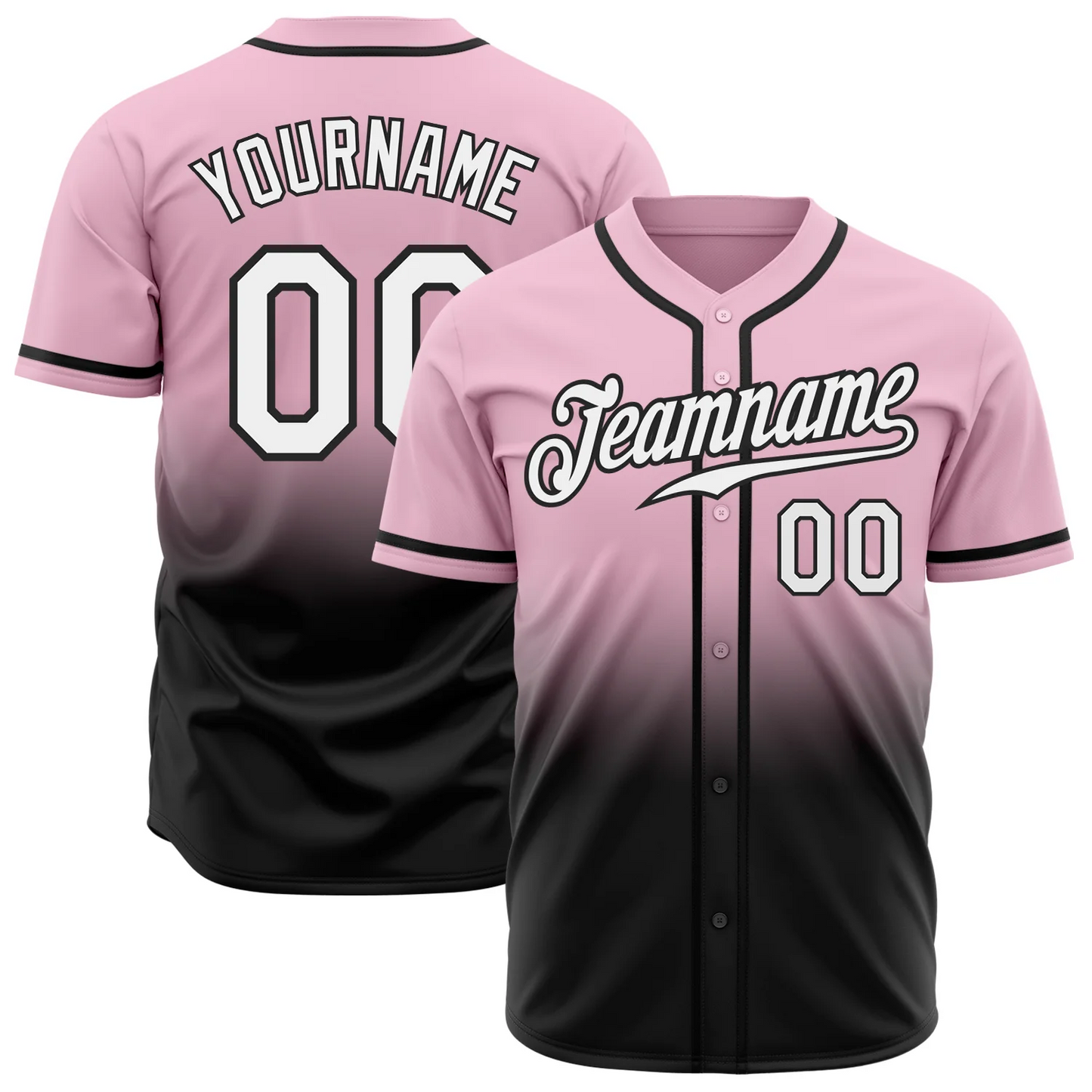 Custom Light Pink White-Black Authentic Fade Fashion Baseball Jersey Unisex T-shirt, Sweatshirt, Hoodie, Long Sleeve Tee - T-Shirt, Sweatshirt, Hoodie