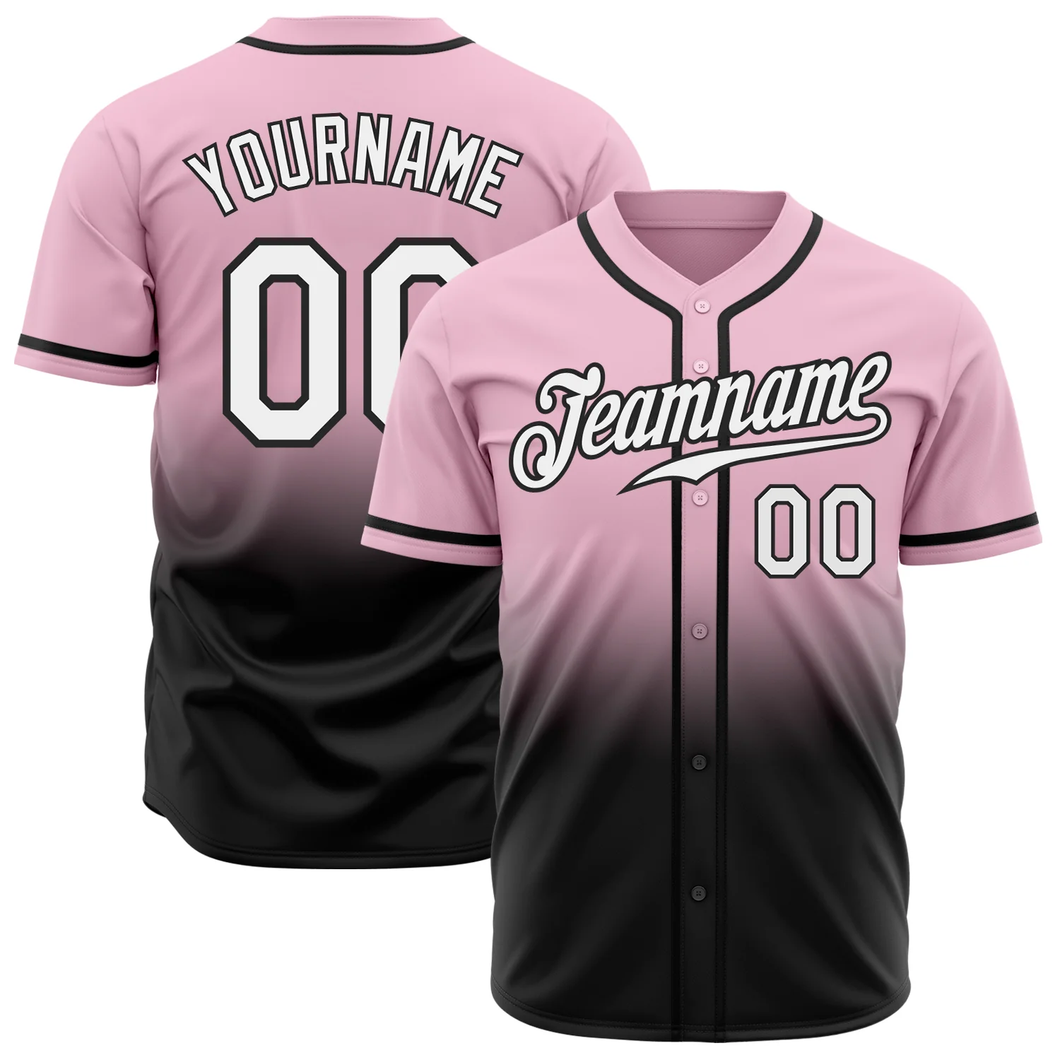 Custom Light Pink White-Black Authentic Fade Fashion Baseball Jersey Unisex T-shirt, Sweatshirt, Hoodie, Long Sleeve Tee - T-Shirt, Sweatshirt, Hoodie